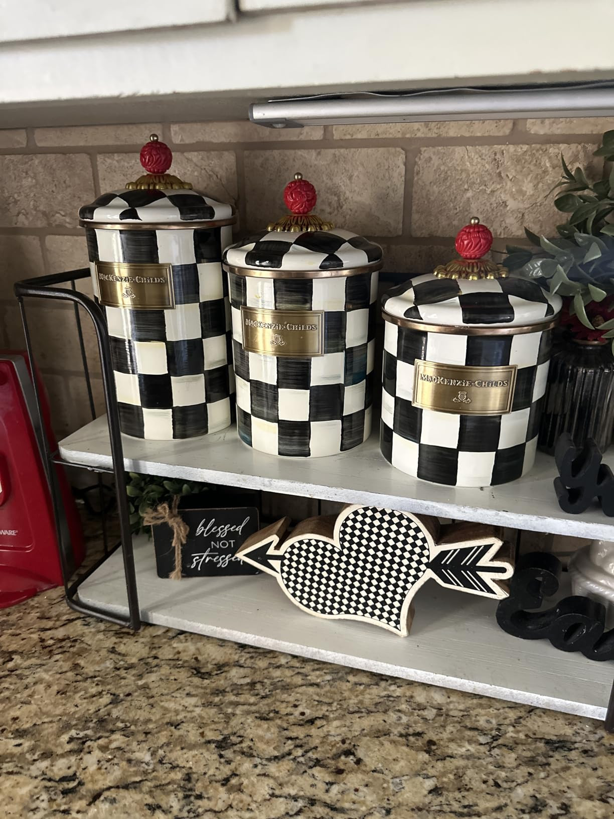 MACKENZIE-CHILDS Enamel Canister Set, Small (38 oz.), Medium (48 oz.), and Large (64 oz.) Kitchen... | Amazon (US)