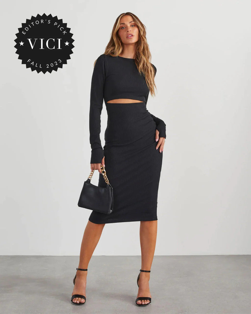 Body Language Ribbed Cutout Midi Dress | VICI