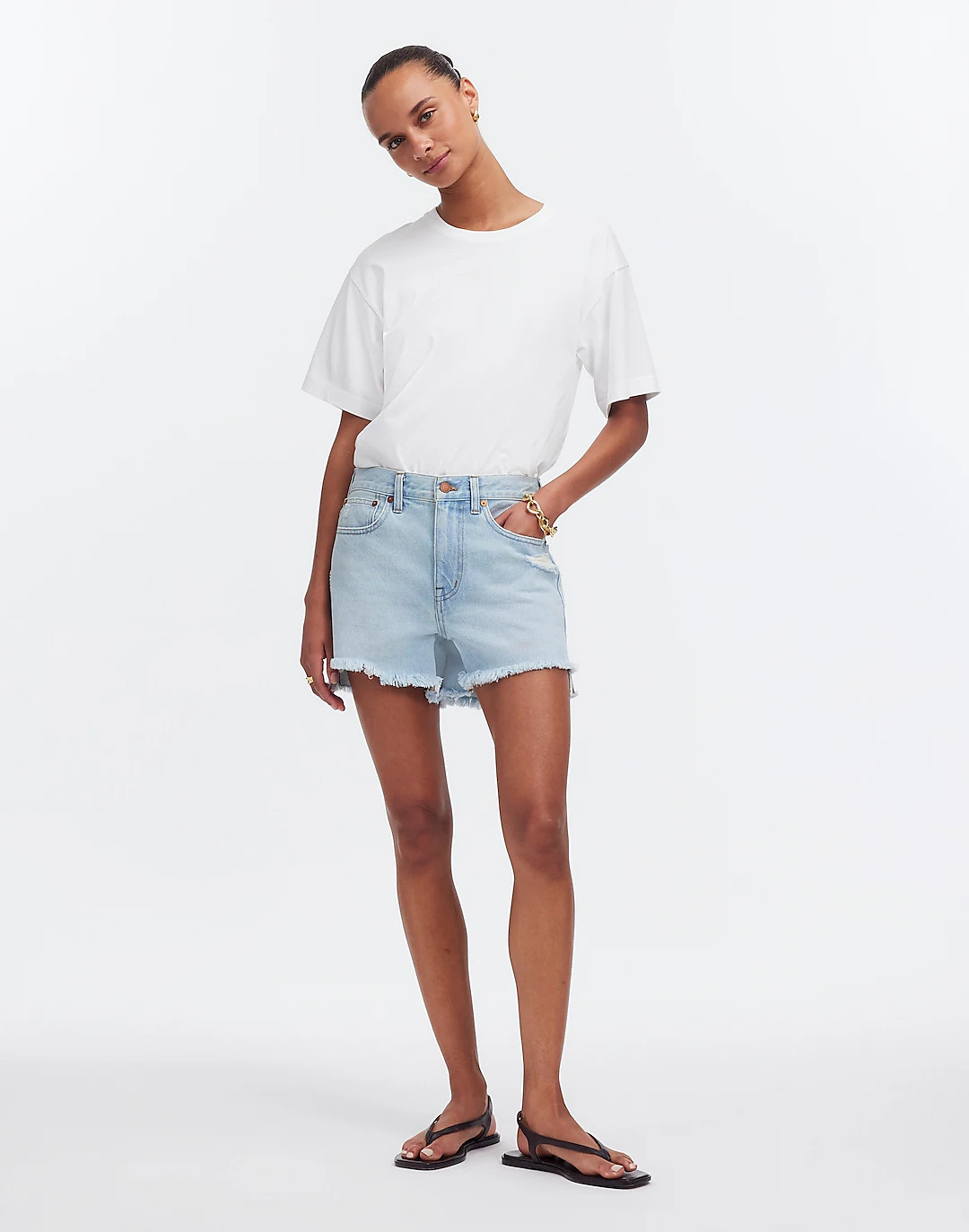 Relaxed Mid-Length Denim Shorts in Wengler Wash: Step-Hem Edition | Madewell