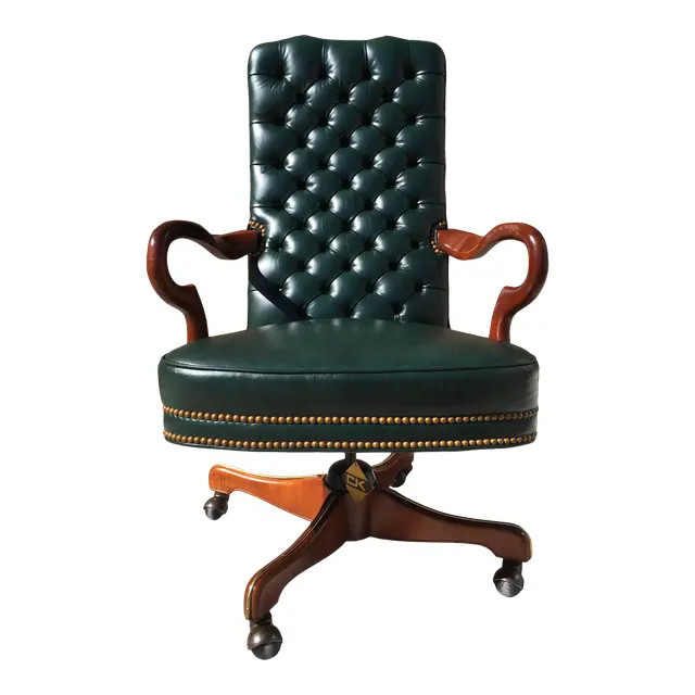 Leathercraft Swivel-Tilt Tufted Leather High-Back Model 703-27 Geurin Executive Chair | Chairish