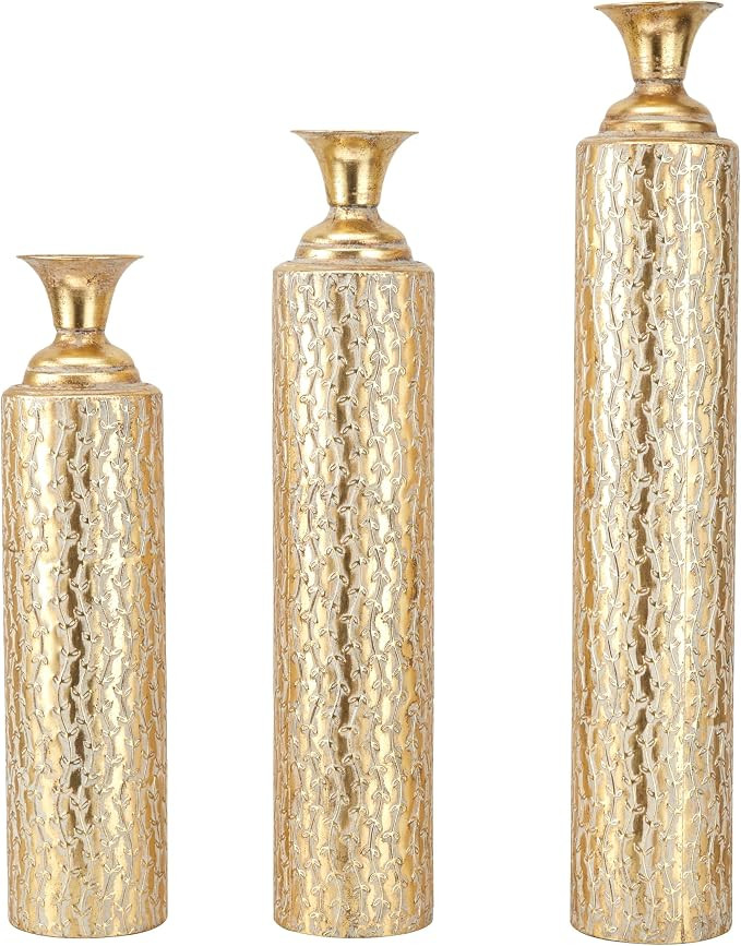 Deco 79 Metal Tall Distressed Metallic Vase with Growing Vine Pattern, Set of 3 34", 29", 25"H, G... | Amazon (US)