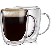 Clear Coffee Mugs Set Of 2, Glass For Coffee, Double Wall Insulated With Big Handle, Each 12 | Etsy (US)