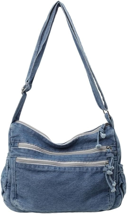 Women's Retro Large Canvas Denim Shoulder Bag Denim Crossbody Handbags Casual Style Lightweight T... | Amazon (US)