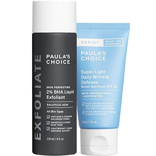 Paula's Choice 2% BHA Liquid Exfoliant & RESIST Super-Light Daily Wrinkle Defense SPF 30, Salicylic Acid for Enlarged Pores & Blackheads and Tinted Mineral Broad-Spectrum Sunscreen, Set of 2 | Amazon (US)