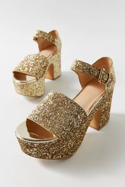 UO Sofia Glitter Platform Heel | Urban Outfitters (US and RoW)