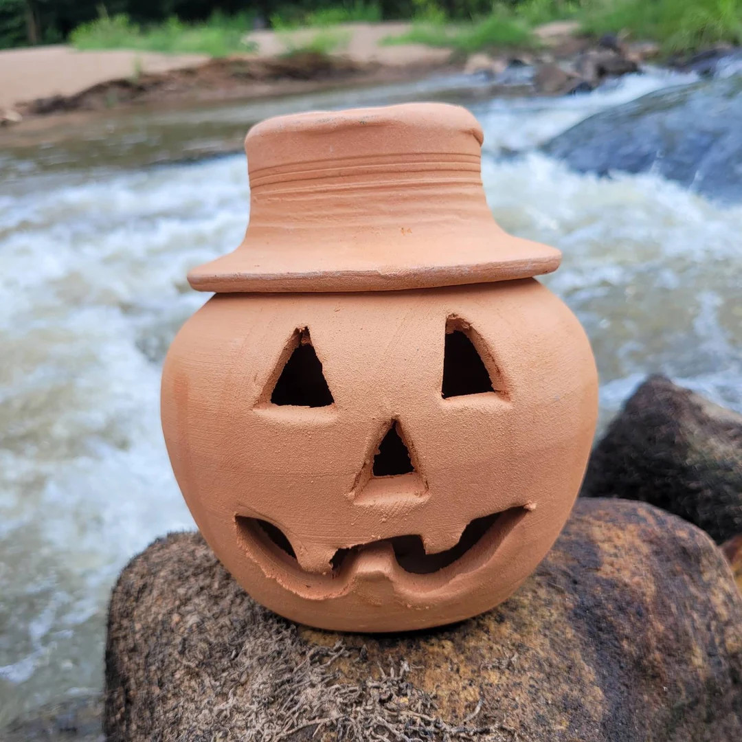 1 Quart Terra Cotta Jack-o'lantern Pumpkin With Hat From Craven Pottery - Etsy | Etsy (US)