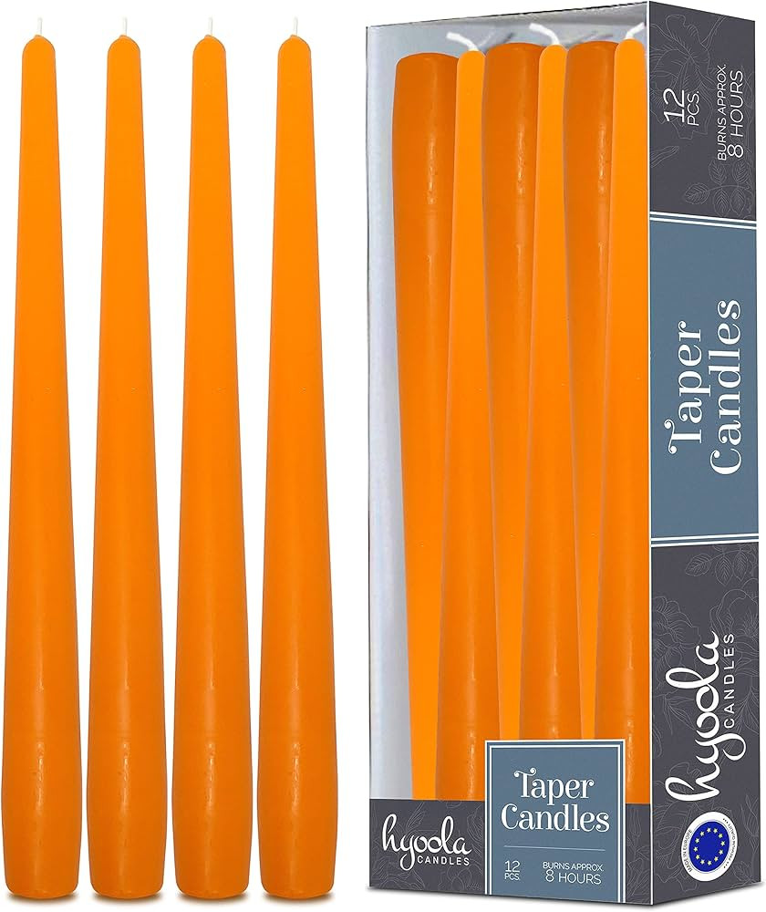 Hyoola Tall Taper Candles - 10 Inch Orange Unscented Dripless Taper Candles - 8 Hour Burn Time - ... | Amazon (US)