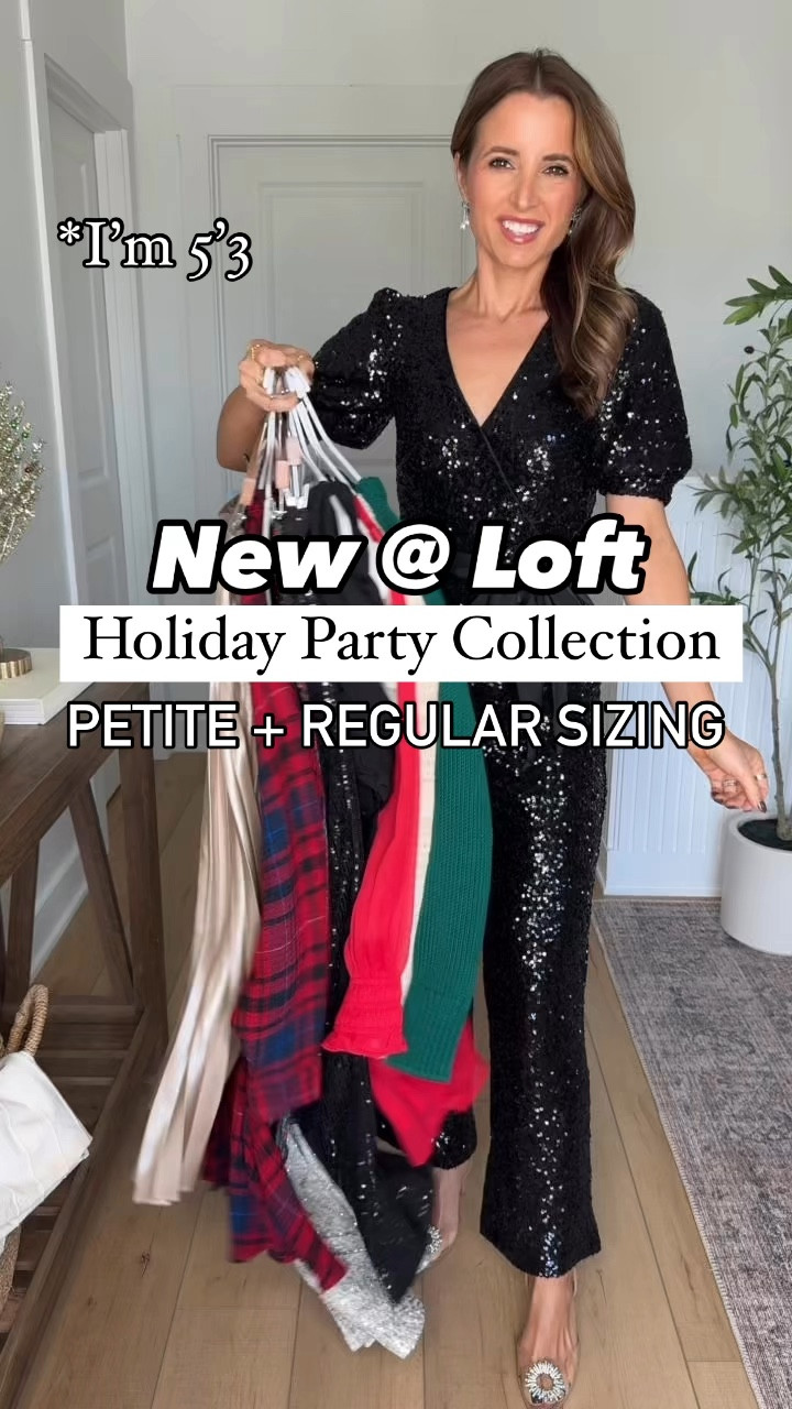Holiday party outfits. Christmas party outfits. New Year’s Eve outfits. Party outfits. Christmas outfits. Wedding guest dresses. Wedding guest outfits. Fall outfits. Winter outfits. Sequin dresses. Sequin pants. Christmas dresses.

*I am 5’3, 110, 32b*
#1: 00 petite with a button at the bust. Comes in regular, too!
#2: 00 petite in skirt and XXS petite in sweater. Skirt runs a little big in waist - consider sizing down, especially if in-between sizes. 
#3: XXS petite with functional buttons
#4: XXS petite in sweater and 00 petite in pants (comes in regular/tall, too)
#5: XXS petite in skirt - runs a little big in waist and a lot of you could size down.
#6: 00 petite with adjustable straps
#7: XXS petite and runs big in bust but otherwise love the fit!
#8: 00 petite - perfect for a wedding, too!

#LTKHoliday #LTKParties #LTKWedding
