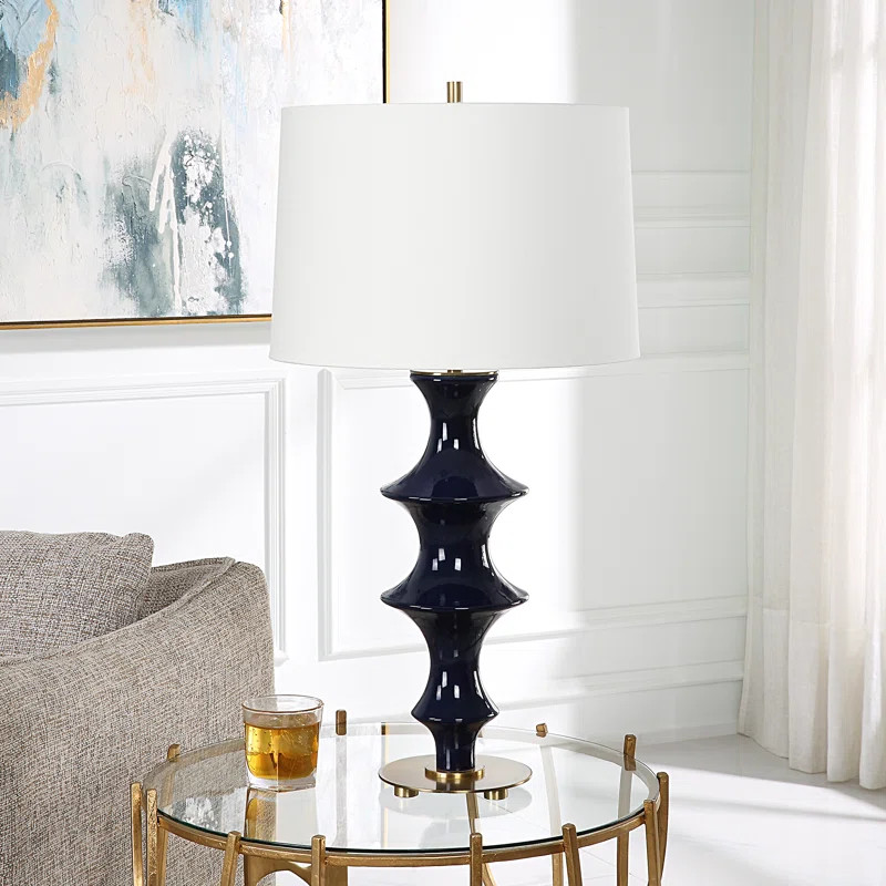 Rosdorf Park Coil Sculpted Blue Table Lamp | Wayfair Professional