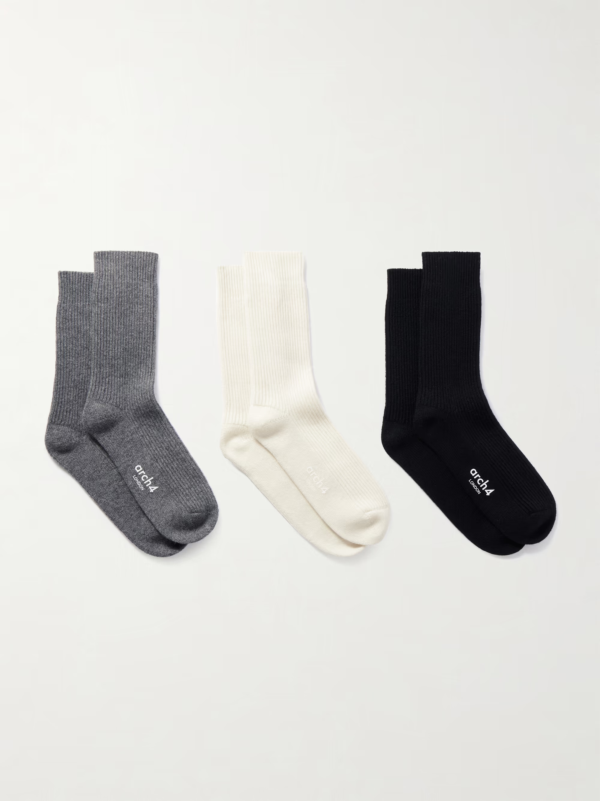 Lucia set of three ribbed cashmere socks | NET-A-PORTER (US)