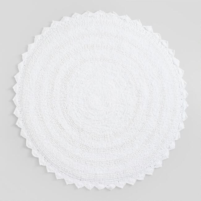 Round White Cotton Bath Mat | World Market