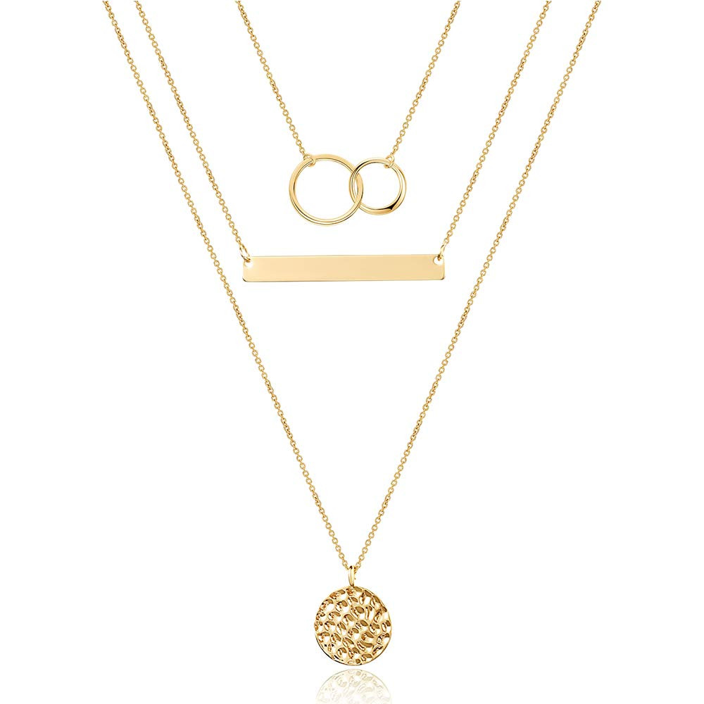 Turandoss Dainty Layered Choker Necklace, Handmade Y Pendant Necklace Multilayer Bar Disc Necklac... | Amazon (US)