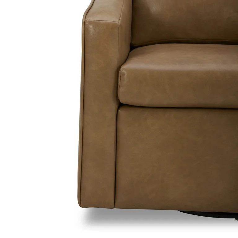 Better Homes & Gardens Steele Swivel Accent Chair, Camel Faux Leather | Walmart (US)