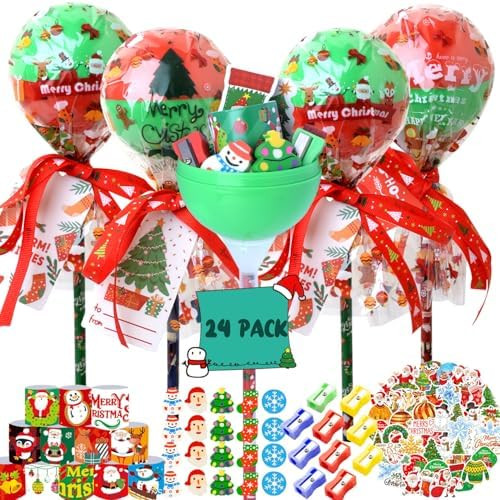 219PCS Christmas Party Favors for Kids 24 PACK Stationery Set, Assorted Christmas Goodie Bag Stuf... | Amazon (US)