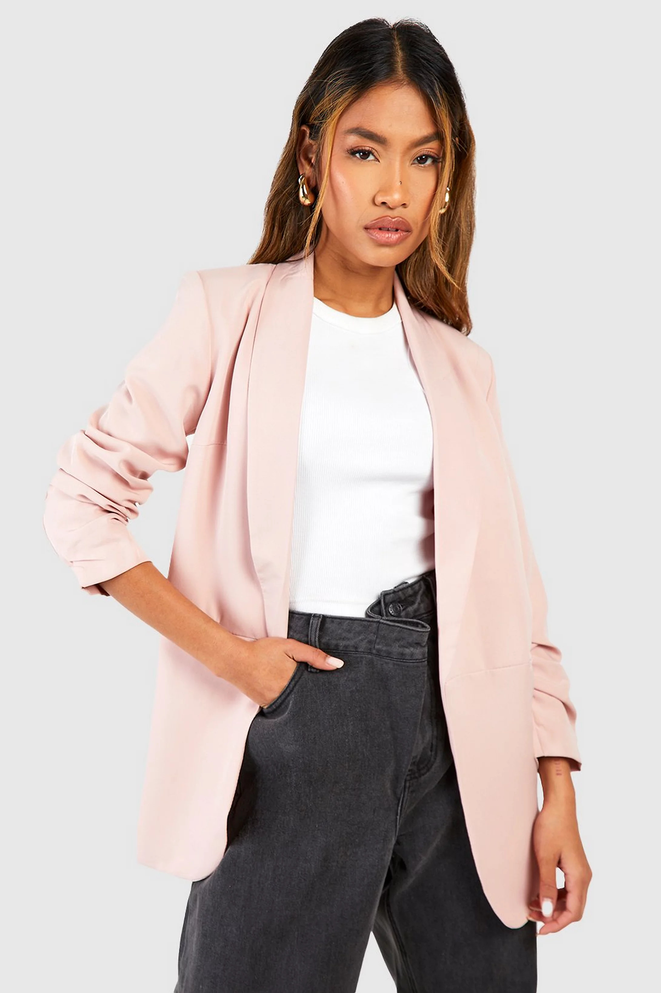 Ruched Sleeve Blazer | Boohoo.com (US & CA)