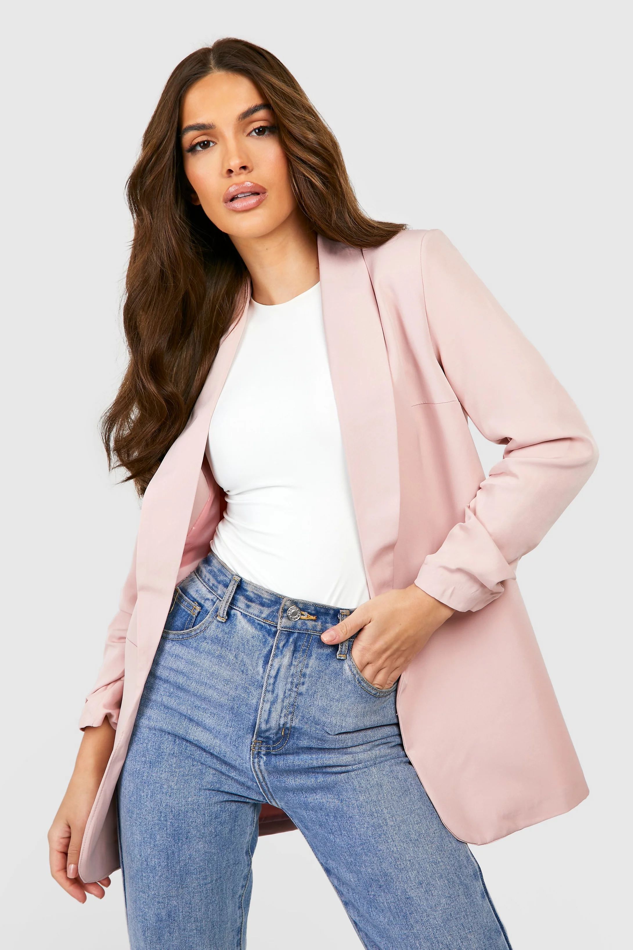 Ruched Sleeve Blazer | Boohoo.com (US & CA)