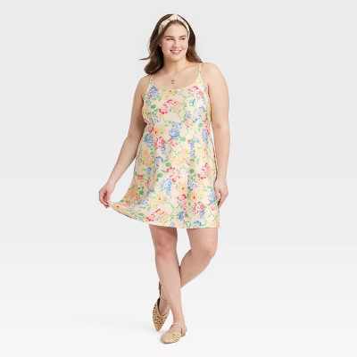 Women's Mini Woven Tank Dress - A New Day™ Yellow Floral 20 | Target