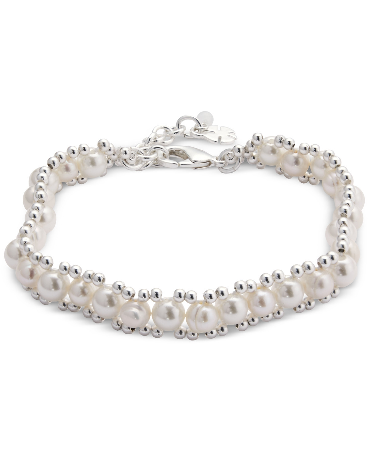 Lucky Brand Silver-Tone Crystal & Imitation Pearl Strand Flex Bracelet | Macys (US)