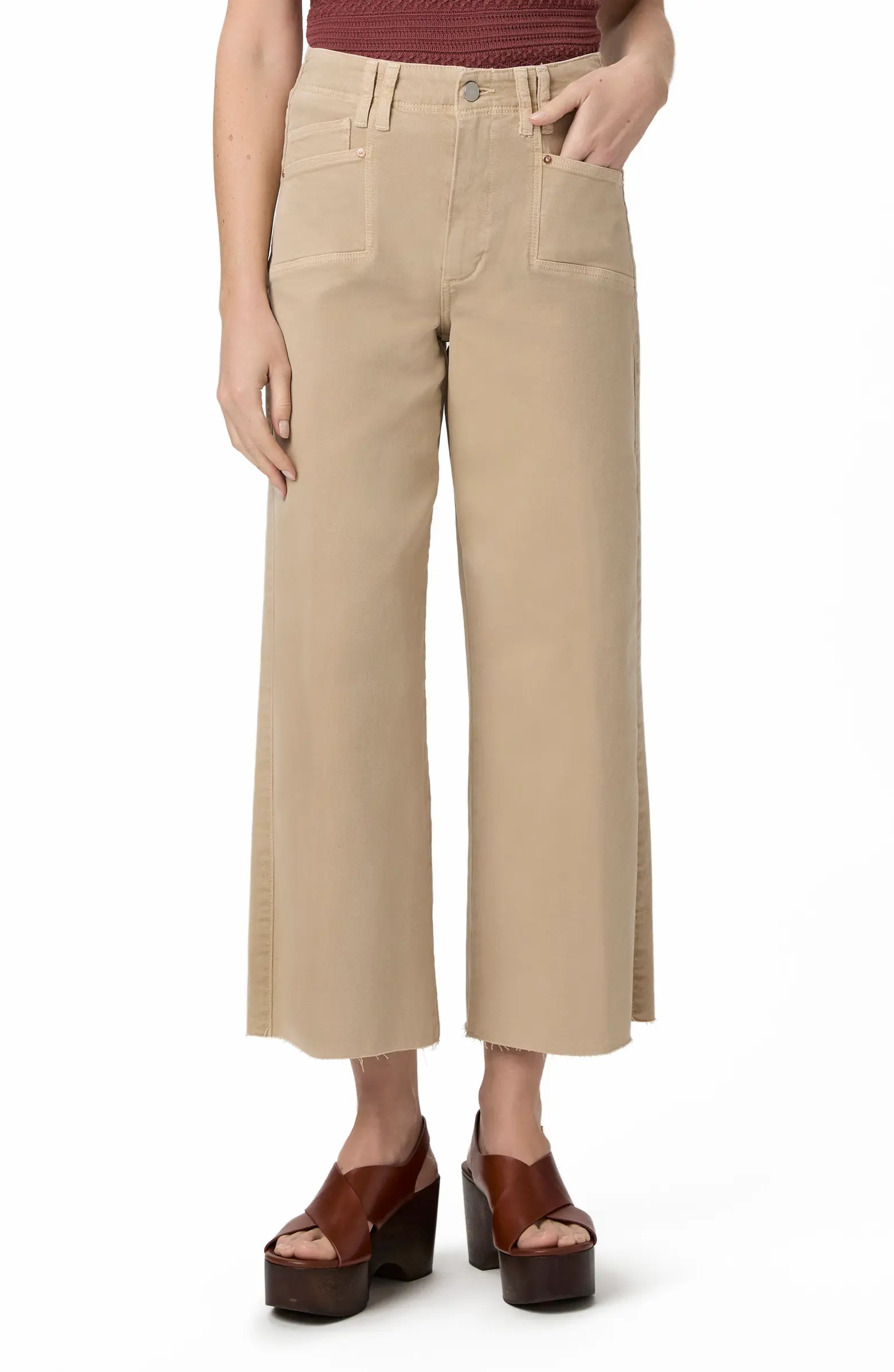 Anessa High Waist Raw Hem Crop Wide Leg Jeans | Nordstrom