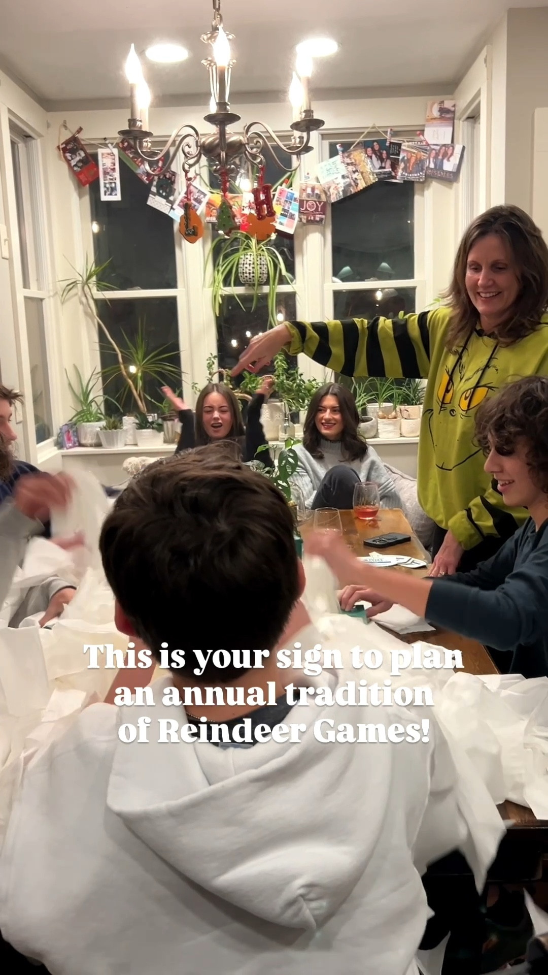 Join the fun! Follow along for fun games & hosting ideas to create a memorable family holiday!

These Reindeer games are a great way to mix things up this year! They are inexpensive, great for all ages & sure to bring lots of laughs to your party.

Reindeer Games 🦌🦌🦌🎅

Left Right Center (winner takes the pot) 

Hungry Hungry Reindeer 🦌
Big pile of marshmallows in center of table, use cups on hands to get the most marshmallows to your own plate. Stealing from others adds to the laughter!

Flip Cup tic tac toe 

Snowman stack ⛄️
Use chopsticks to stack 4-6 marshmallows - Set timer for 1 minute and see who finishes first or has the highest stack.

Candy Cane pickup: ♥️🤍♥️🤍
Move candy canes from a pile to your bowl … hooking them, with the hook candy cane in your mouth. Whoever gets the most in one minute wins.

White Out:  Who can empty the tissue box fastest. 

blindfolded shovel game: ❄️🪏
Blindfolded, scoop bows from center of table onto your plate with a spatula 

Suck it up
Each player has a straw and two paper plates.  Use straw to move 10 red and green m&ms from one plate to another.  Whoever finishes first wins.

Bow on the back game - Everyone can participate.  Everyone starts with a certain number of bows on their back and everyone tries to take bows off other people. The last person standing with a bow wins! 

We all love salad bowl (look up online) & Sequence & Mexican trains (board games) for large group games as well.  
#familygames #christmasgames #familychristmas christmas party ideas, fun family games, holiday fun, hosting ideas, christmas games, family christmas ideas, christmas hosting, easy christmas hosting, new years games, family reunion, christmas minute to win it, family fun

#LTKHoliday #LTKKids #LTKHome