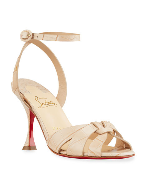 Christian Louboutin New Trezuma Mock-Croc Red Sole Sandals | Neiman Marcus