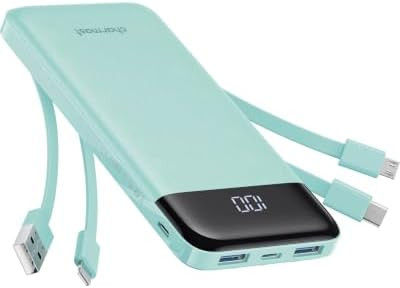 charmast 10000mAh Power Bank Portable Charger with 4 Built-in Cables | Amazon (US)