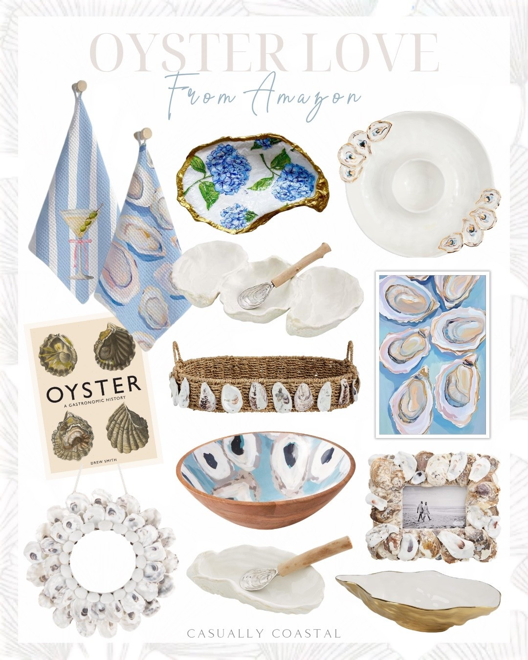 Oyster Love From Amazon 

Amazon coastal decor, Amazon oyster decor, mud pie oyster chip and dip bowl set, coastal home decor, coastal style, oyster book, oyster shell and martini kitchen towels, blue hydrangea print and oyster shell decor, mud pie enamel oyster bowl, oyster shaped triple dip and serving set, 4x6 oyster frame, water hyacinth woven oyster shell tray, oyster shell wreath, porcelain oyster bowl, oyster shaped dip set, pastel blue oyster shell poster, coastal wall art, coastal poster, oyster ring trinket dish, framed canvas wall print, oyster tidbit and tray set, oyster martini party decorations

#LTKHome