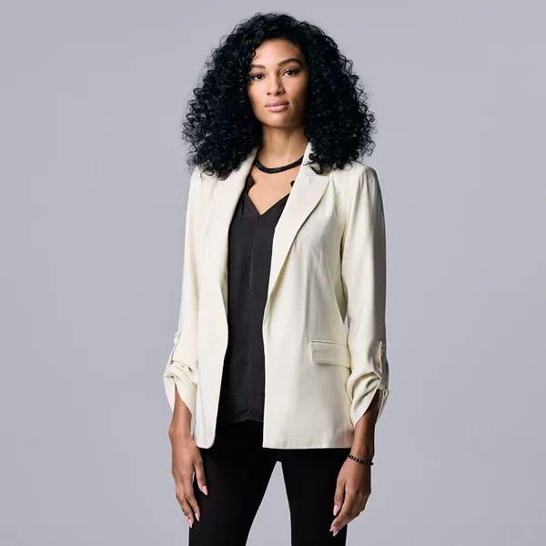 Women's Simply Vera Vera Wang Roll-Tab Relaxed Blazer | Kohl's