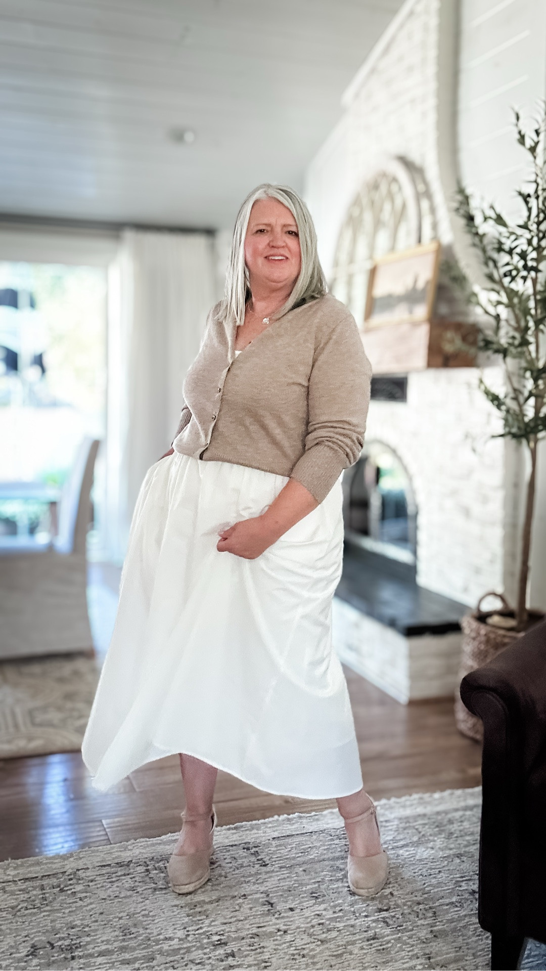 Breaking the rules and wearing white after Labor Day  for this midsize church outfit today. 

Dress- wearing XXL
Cardigan - XL

Bust - 44
Waist - 39.5
Hip - 51”

#LTKootd #LTKOver40 #LTKMidsize