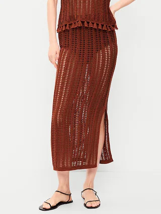 Open-Weave Seaside Cotton Column Maxi Skirt | Old Navy (US)