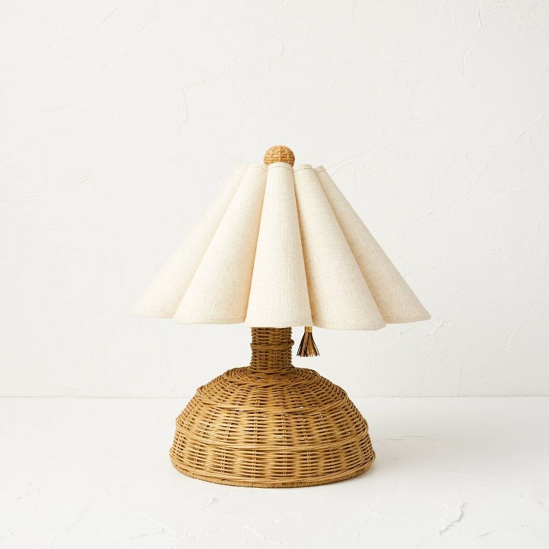 Small Rattan Table Lamp with Scallop Shade Beige (Includes LED Light Bulb) - Opalhouse&#8482; des... | Target