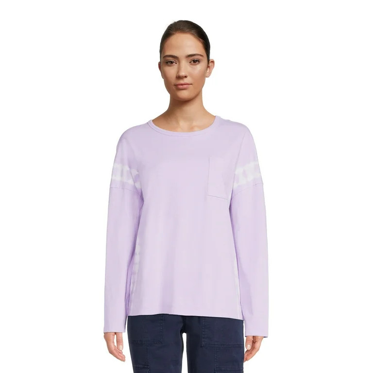 Time and Tru Women's Oversized Pocket T-Shirt with Long Sleeves | Walmart (US)