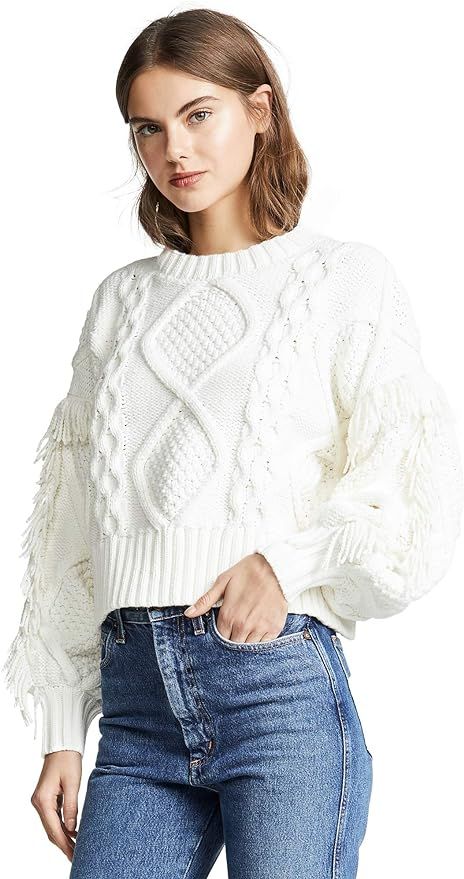 Line & Dot Women's Jasper Fringe Cable Knit Sweater | Amazon (US)