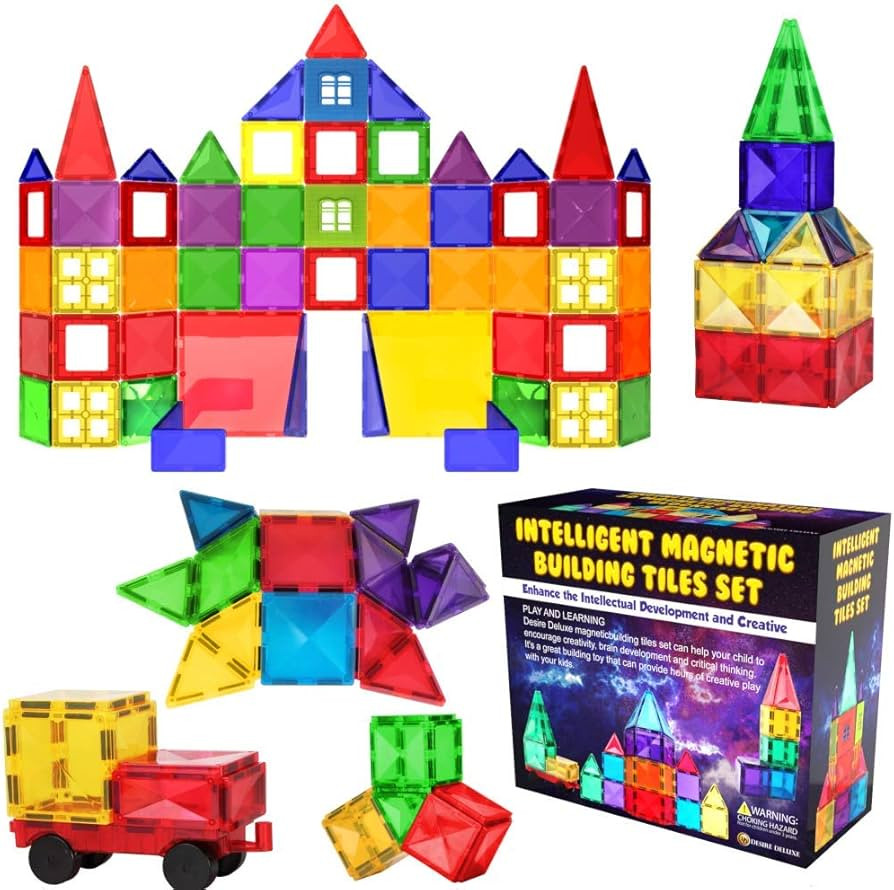 Desire Deluxe Magnetic Tiles Blocks Building Set for Kids – Learning Educational Toys for Boys ... | Amazon (US)