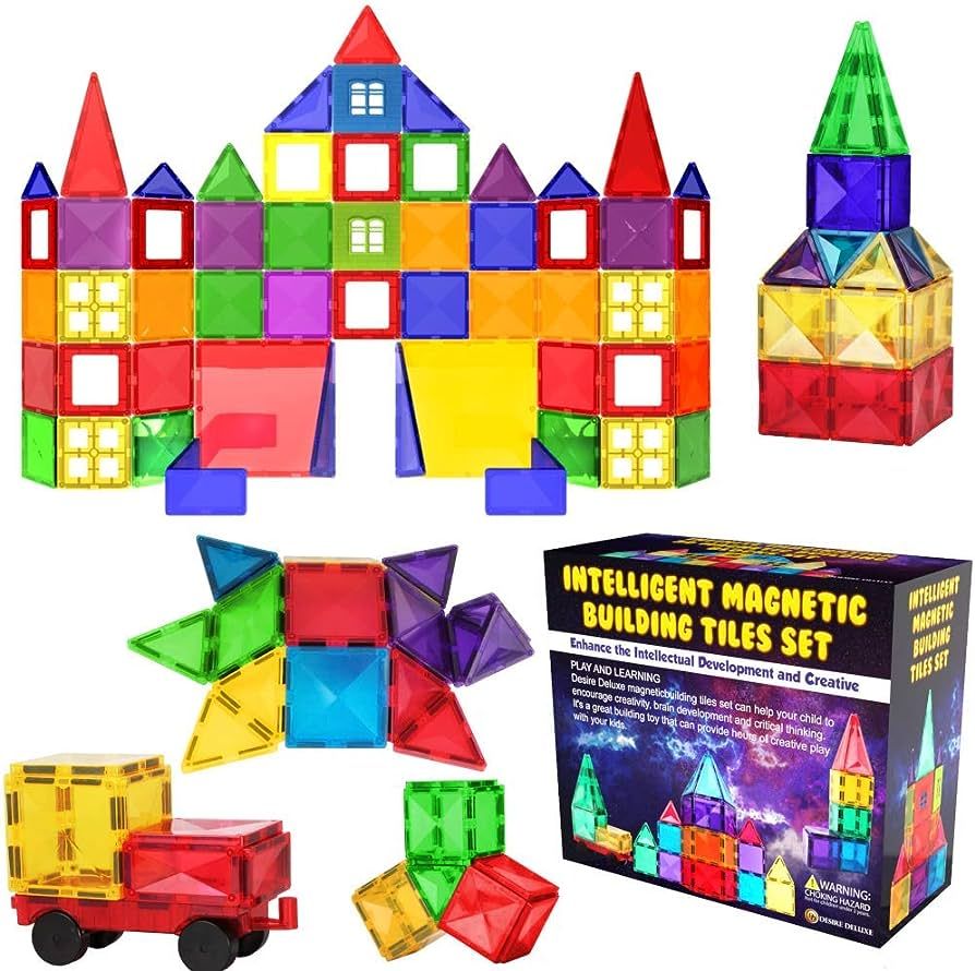 Desire Deluxe Magnetic Tiles Blocks Building Set for Kids – Learning Educational Toys for Boys ... | Amazon (US)