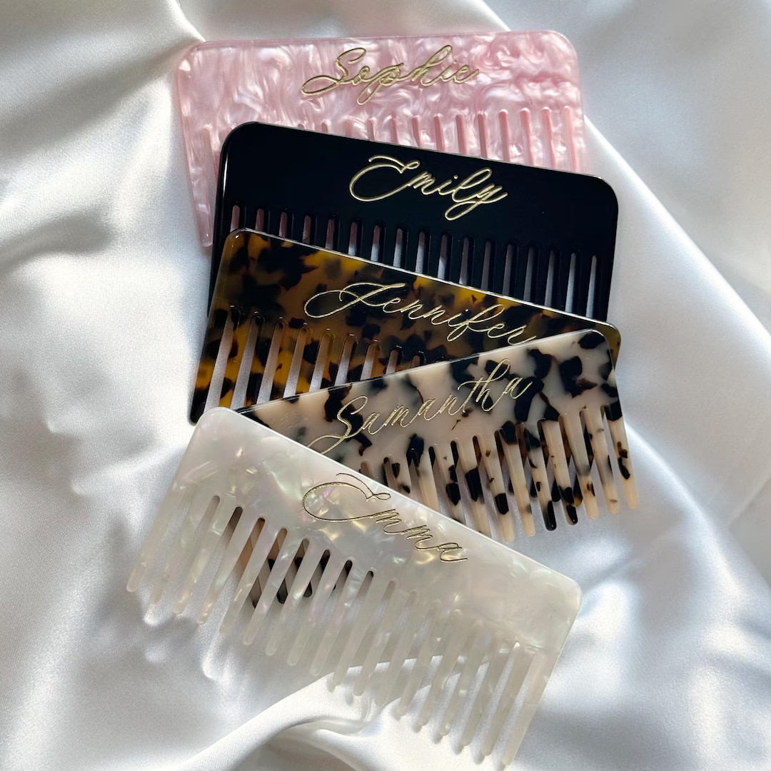 Custom Name Hair Comb, Personalized Engraved Comb With Any Text, Bridesmaid Gift, Birthday Gift f... | Etsy (US)