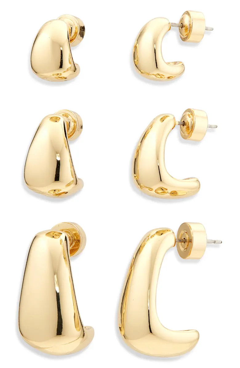 Nordstrom Set of 3 Geometric Hoop Earrings | Nordstrom | Nordstrom