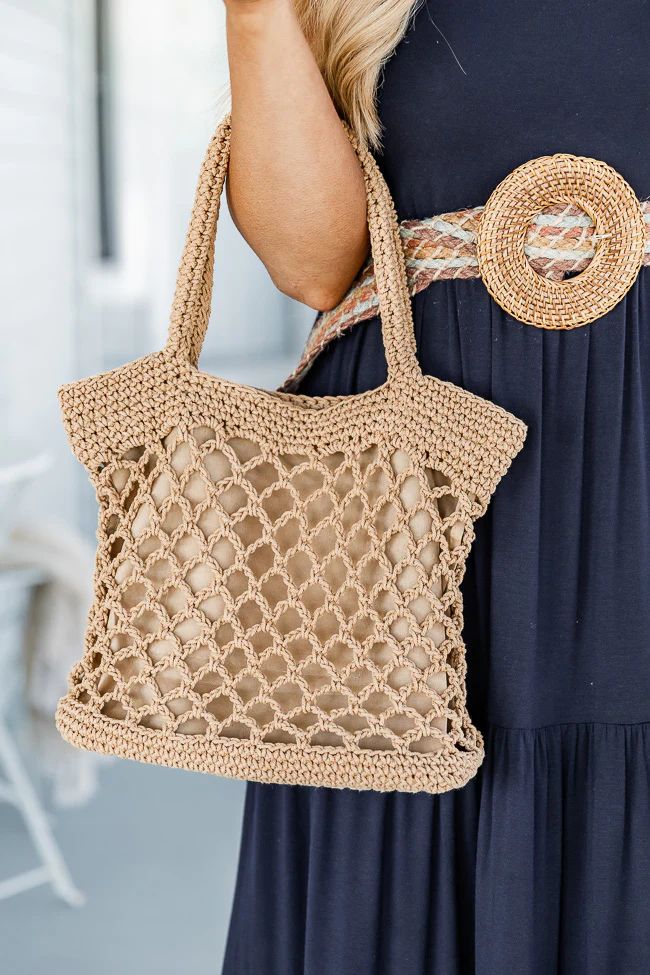 Fun Memories Brown Open Weave Bag | Pink Lily