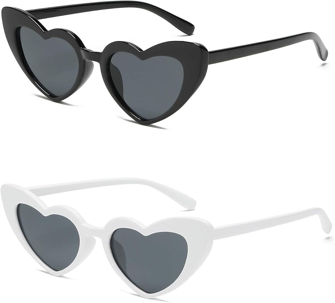 YOSHYA Clout Goggle Heart Sunglasses Vintage Cat Eye Mod Style Retro Kurt Cobain Glasses | Amazon (US)