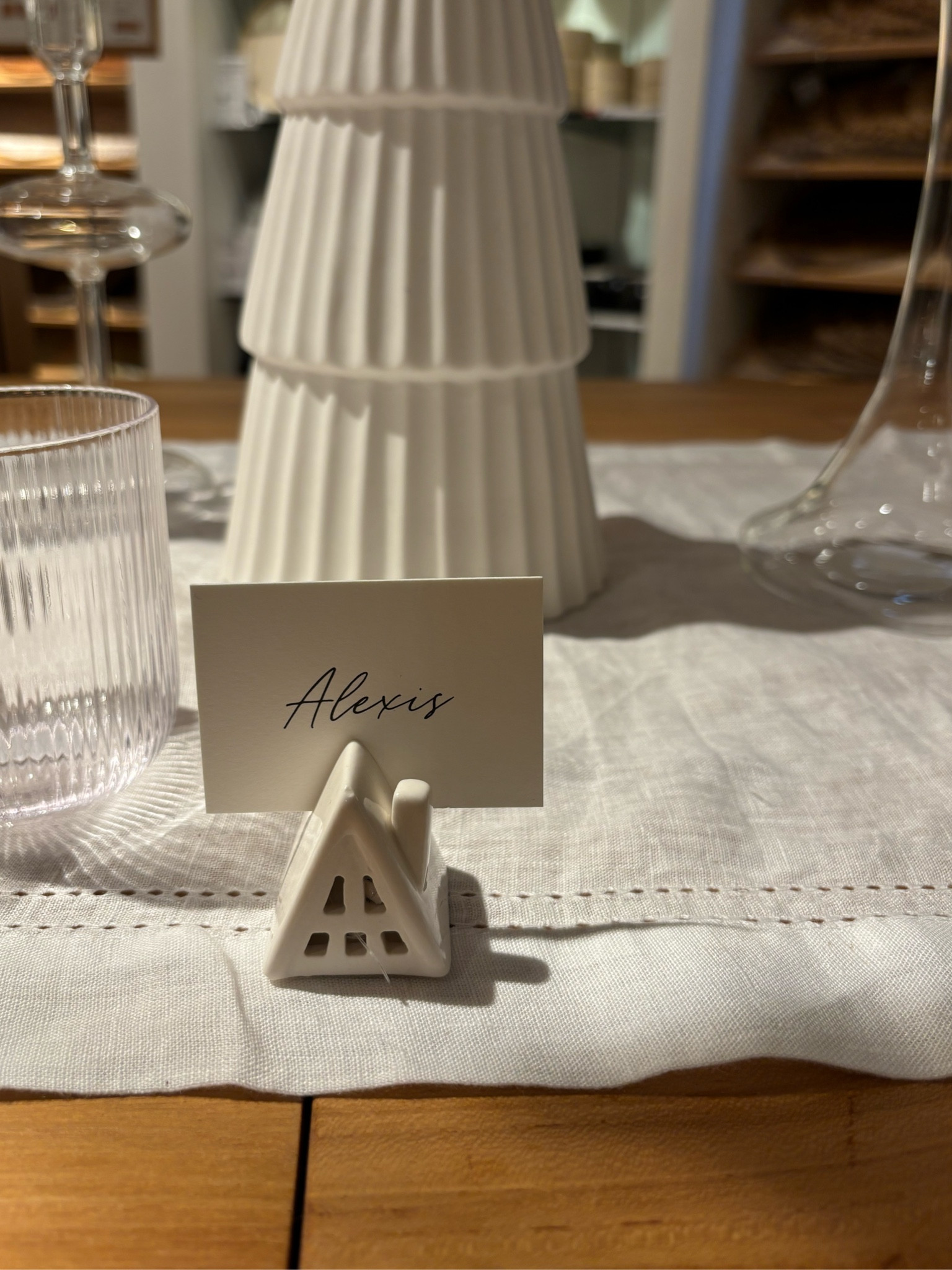 Love these little white ceramic house placecard holders (or just cute  decorations!!) for holiday tablescapes.

#LTKHome #LTKSeasonal #LTKHoliday