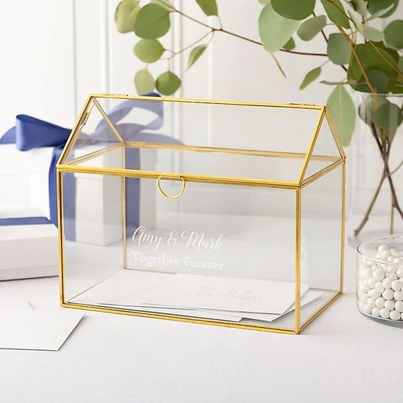 Personalized Glass Card Box- Wedding Card Box- Wedding Card Box with Lid- Wedding Money Box- Wedd... | Etsy (US)