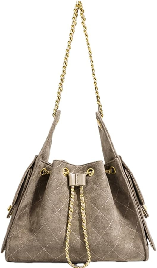 Women\u2019s Classic Quilted Shoulder Bags Chain Strap Handbags Suede Tote Crumpled Purse Slouchy... | Amazon (US)