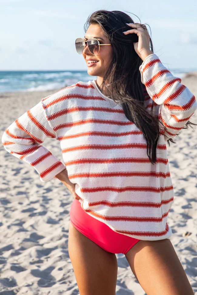 Loving Tribute Red Striped Crew Neck Sweater | Pink Lily