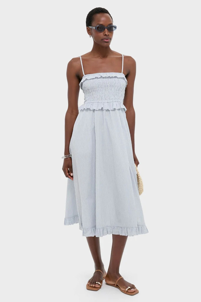 Blue and White Stripe Karine Midi Dress | Tuckernuck (US)