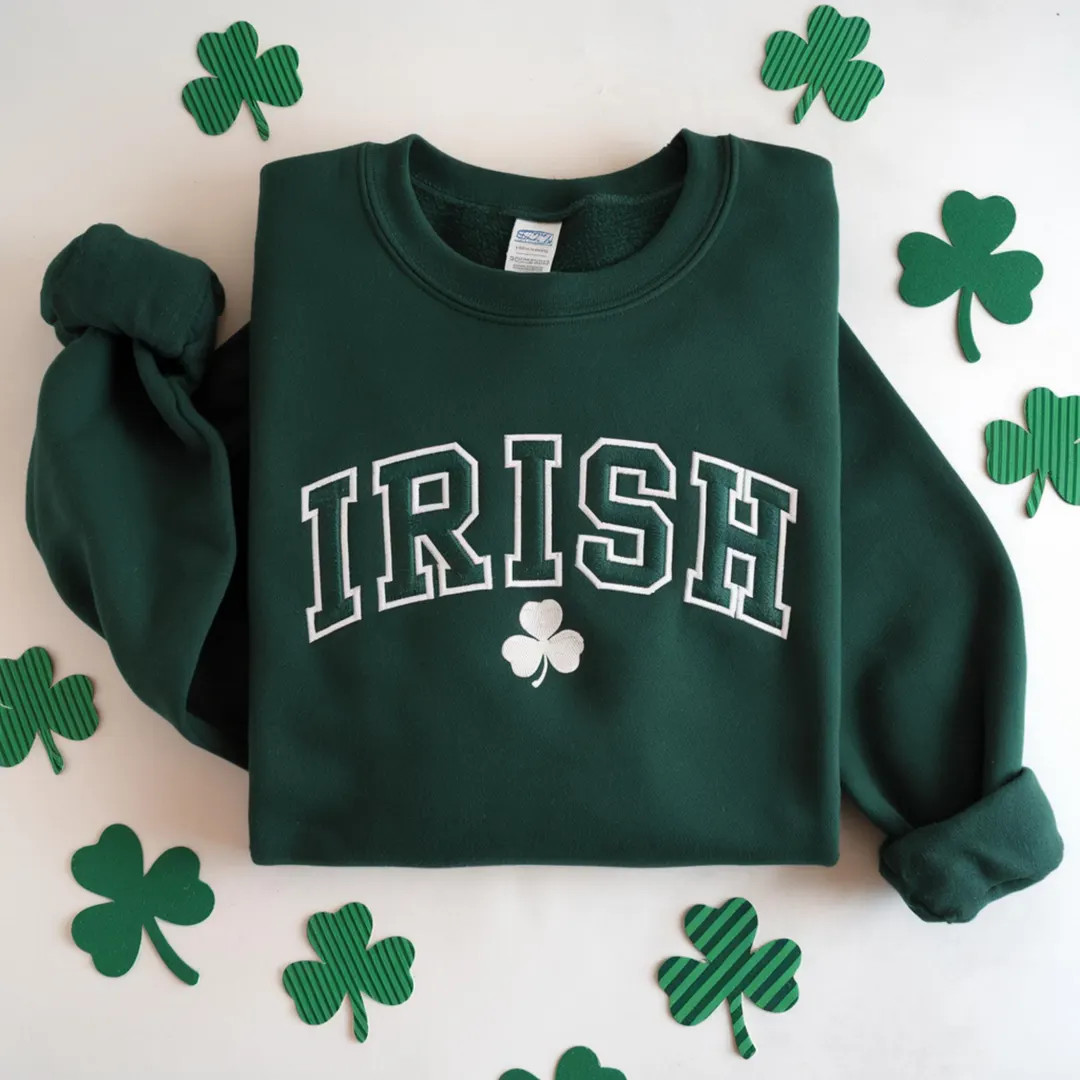 Embroidered Irish Crewneck Sweatshirt, St Patricks Day Shirt | Etsy (US)