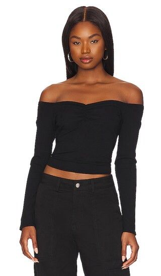 Wide Rip Top in Black | Revolve Clothing (Global)