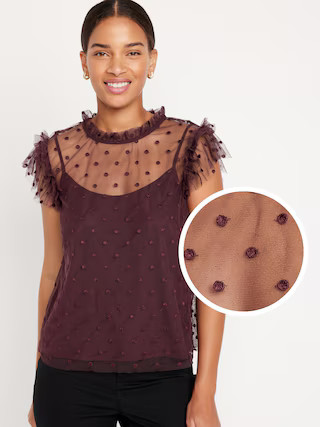 Ruffle-Trim Sheer Top for Women | Old Navy (US)