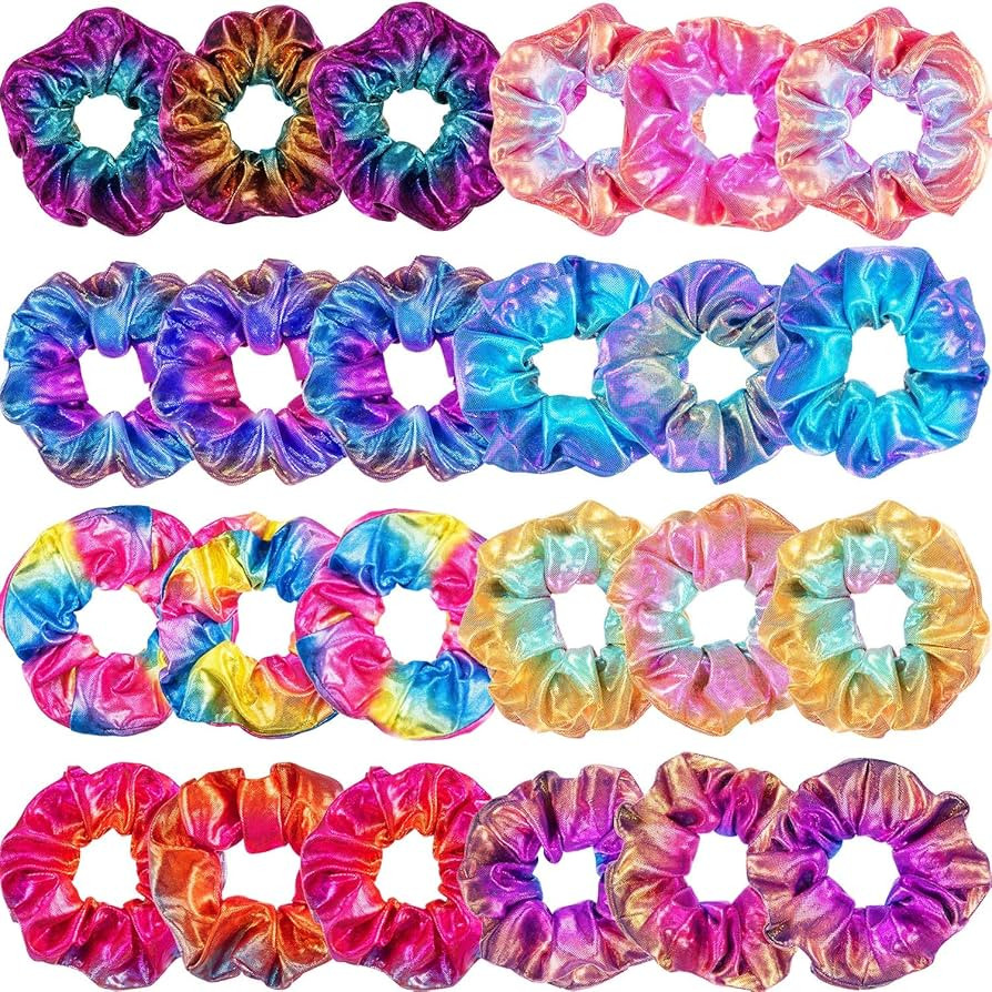 Tatuo 24 Pieces Rainbow Hair Scrunchies Elastic Bands Scrunchy Colorful Hair Ties Ropes for Women... | Amazon (US)