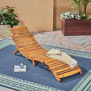 Lahaina Outdoor Acacia Wood Chaise Lounge by Christopher Knight Home - natural yellow | Bed Bath & Beyond