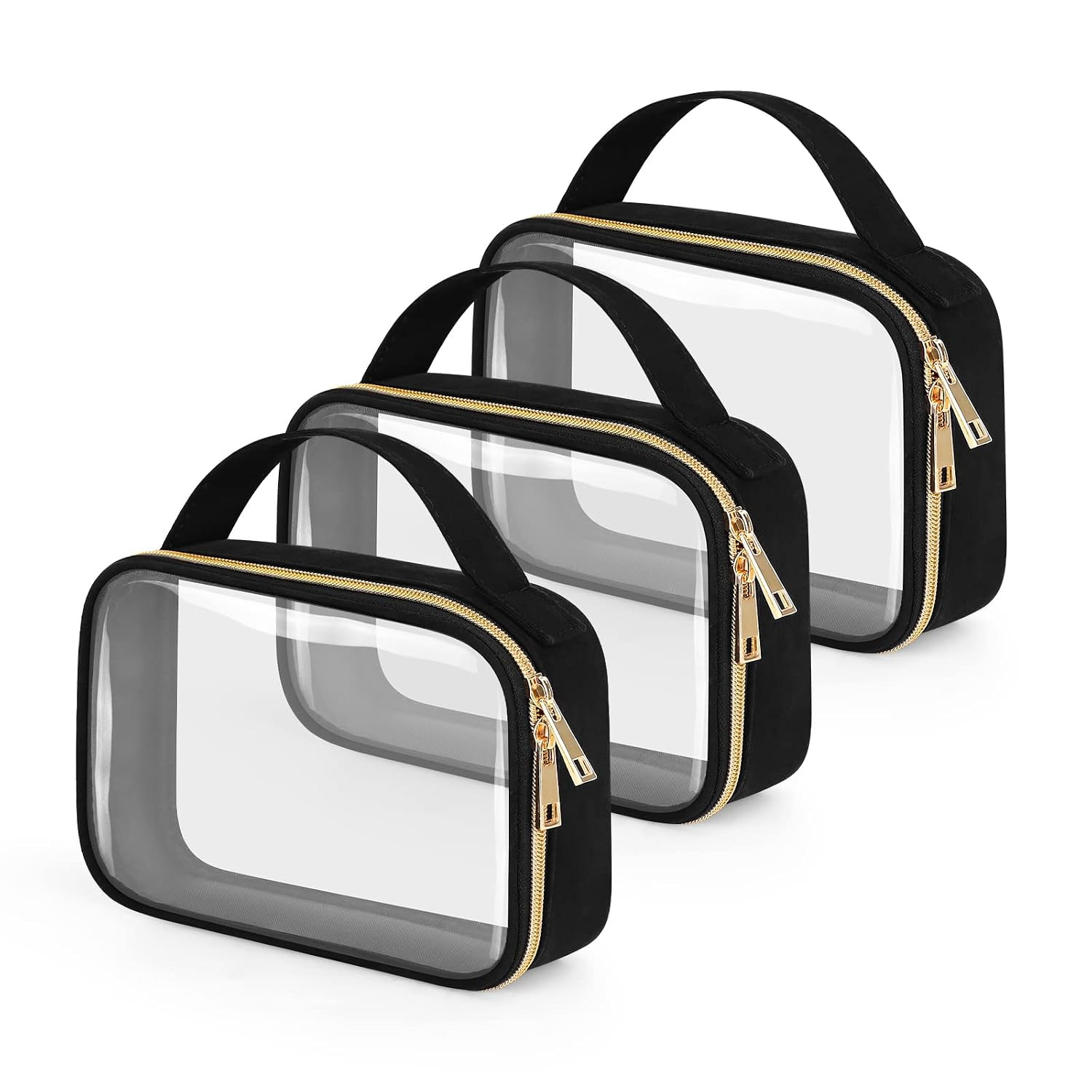 Wedama TSA Approved Toiletry Bag, 3 Pack Clear Makeup Bags with Handles, Quart Size Clear Toiletr... | Amazon (US)
